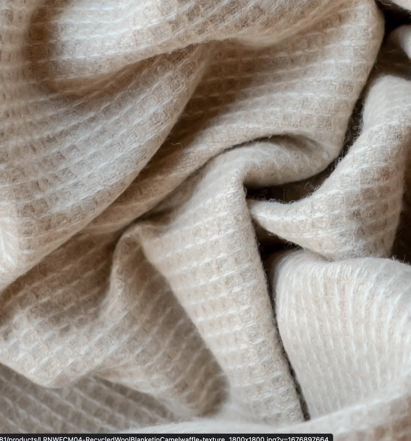 Camel — Recycled Wool Waffle Blanket