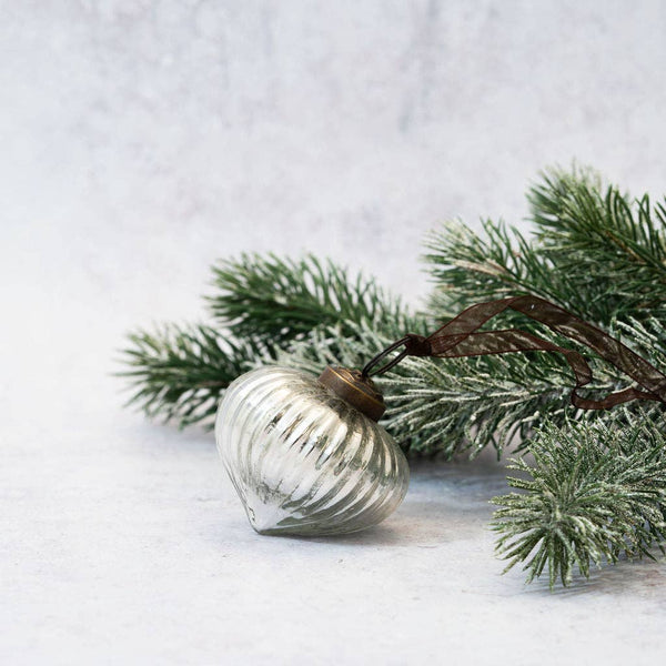 Silver Ribbed Lantern Ornament — Small