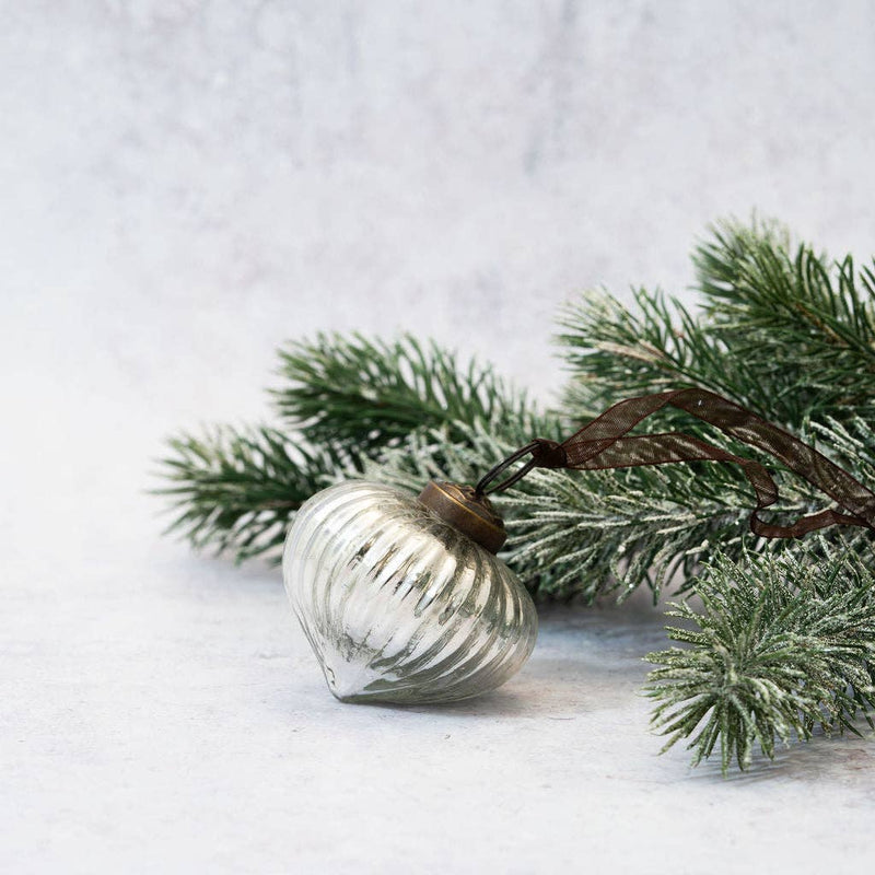 Silver Ribbed Lantern Ornament — Small