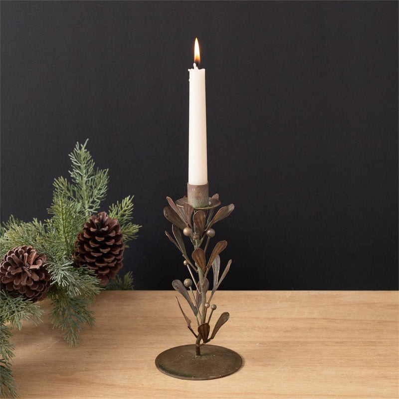 Antiqued Mistletoe Candle Holder