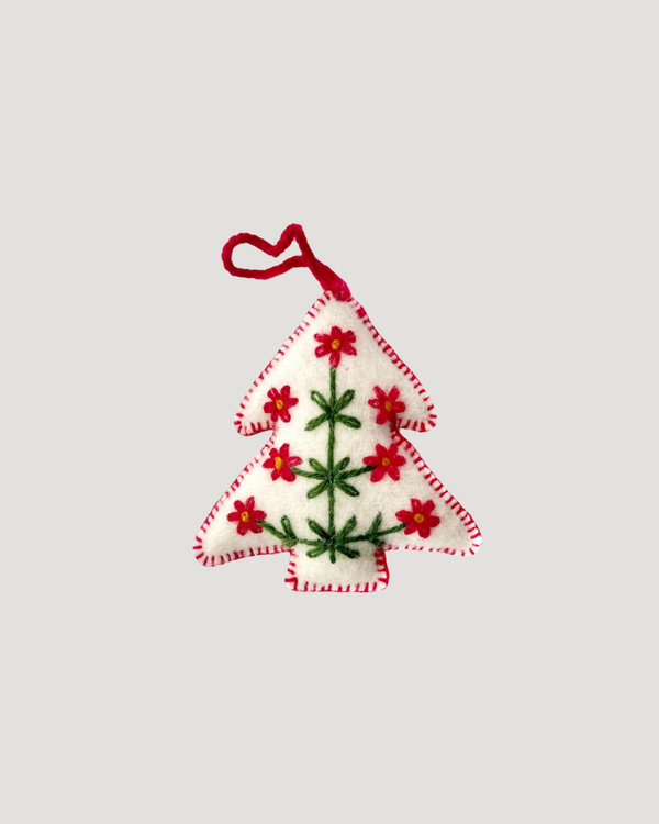 Embroidered Wool Ornament — Tree