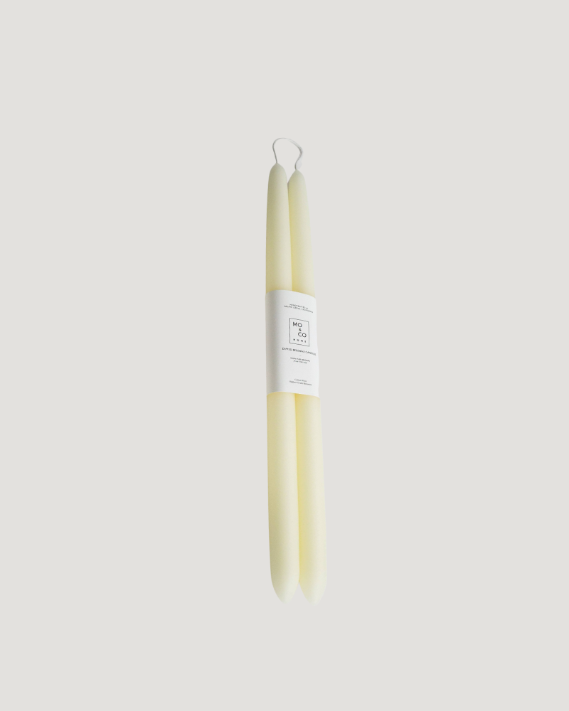 14" Beeswax Taper Candles — Natural White