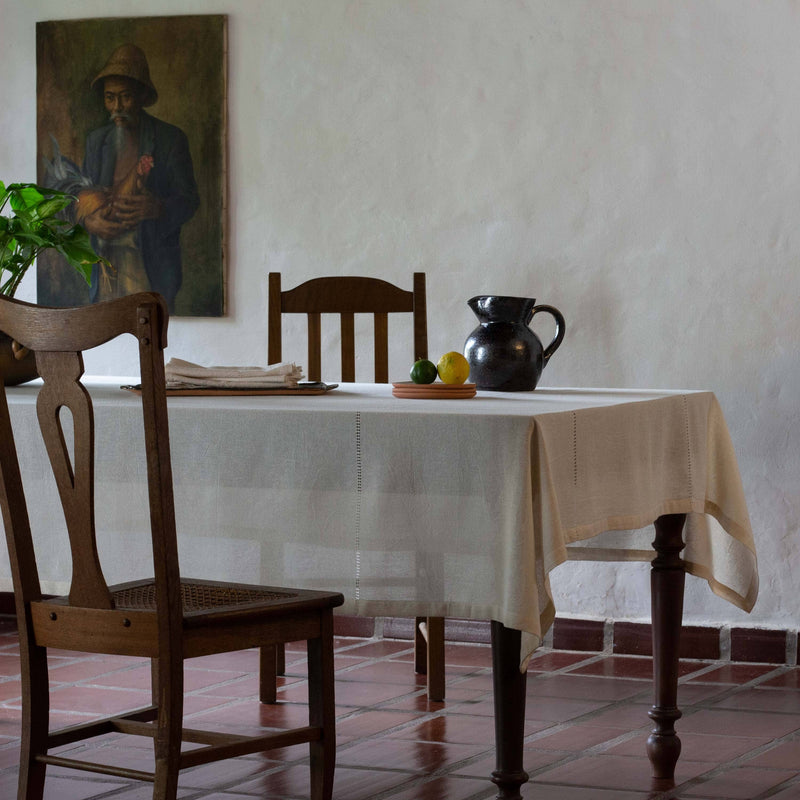 Lienzo Handcrafted Cotton Tablecloth — Ecru