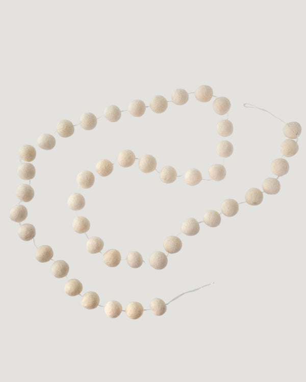 Felt Pom Pom Garland, White