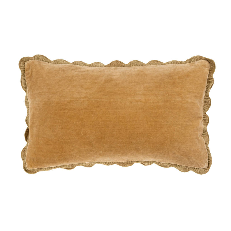 21x12 Velvet Scallop Pillow, Pale Gold