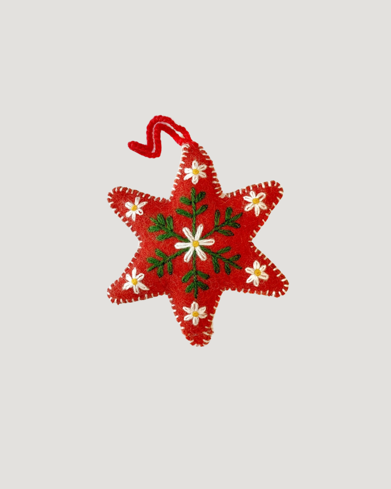Embroidered Wool Ornament — Red Star
