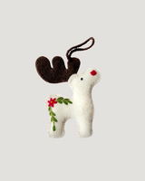 Embroidered Wool Ornament — Reindeer