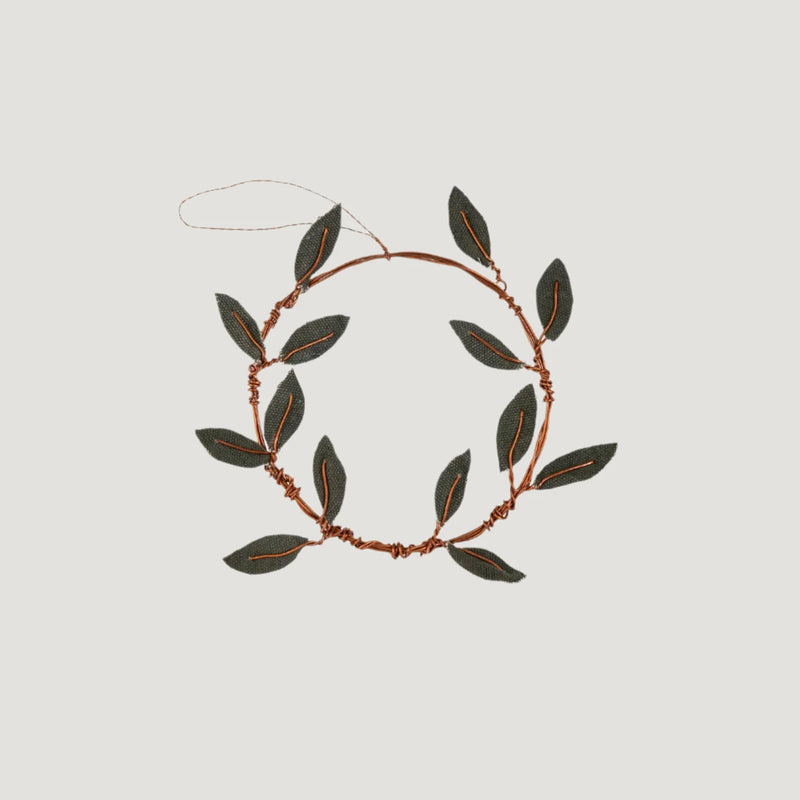 Olive Wreath Canvas & Copper Ornament