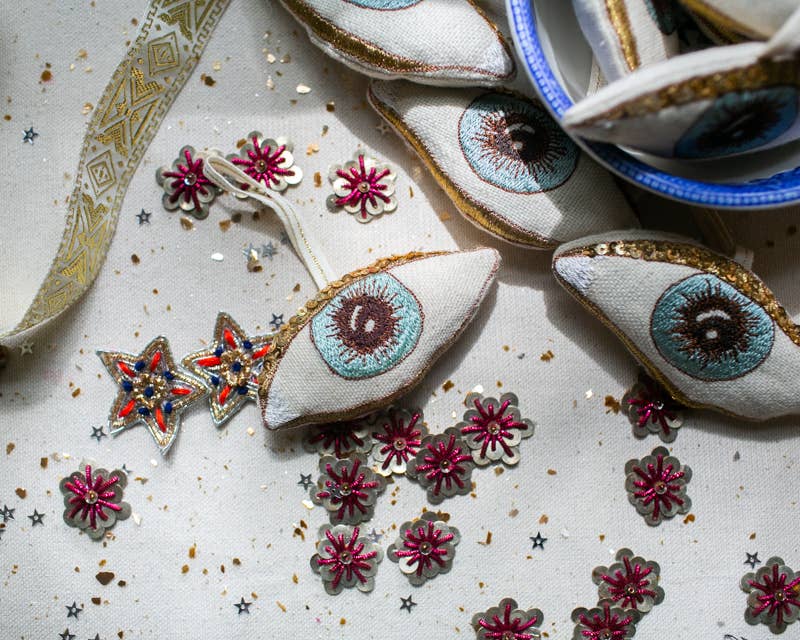 Evil Eye Cotton & Lavender Ornament