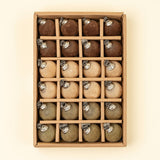 1.5" Velvet Holiday Baubles S/24, Olive/Gold/Brown