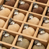 1.5" Velvet Holiday Baubles S/24, Olive/Gold/Brown