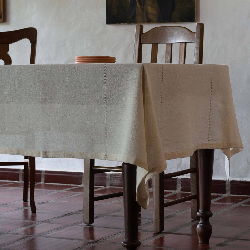 Lienzo Handcrafted Cotton Tablecloth — Ecru
