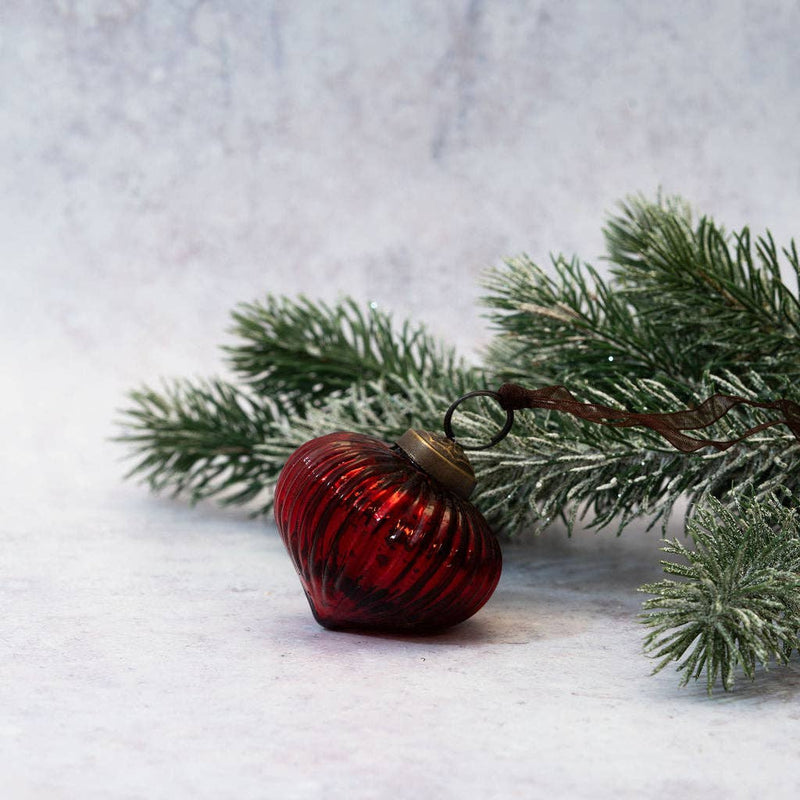 Wine Ribbed Lantern Ornament — Small