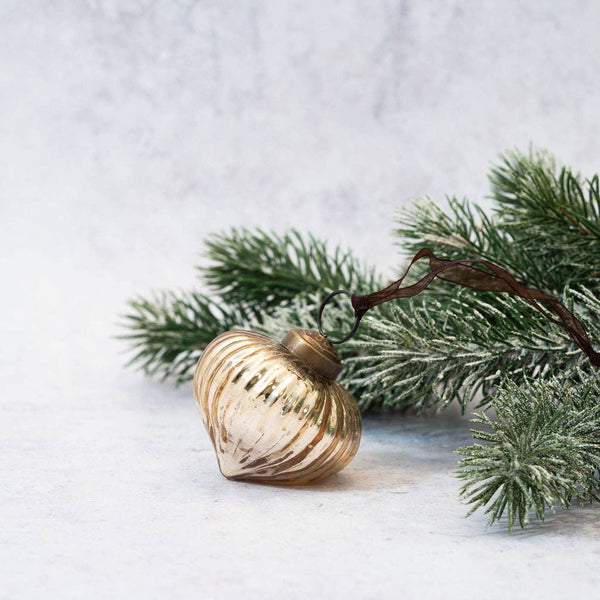 Gold Ribbed Lantern Ornament — Small