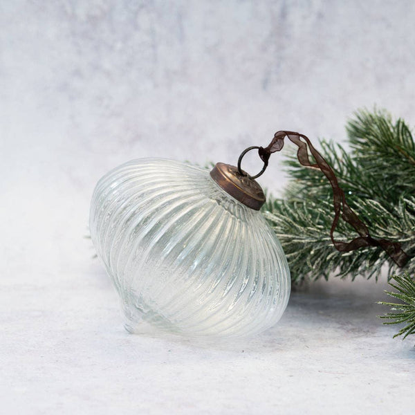 Clear Ribbed Lantern Ornament — Large