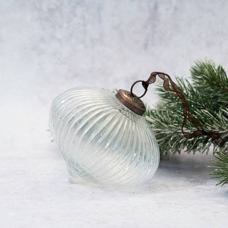 Clear Ribbed Lantern Ornament — Large