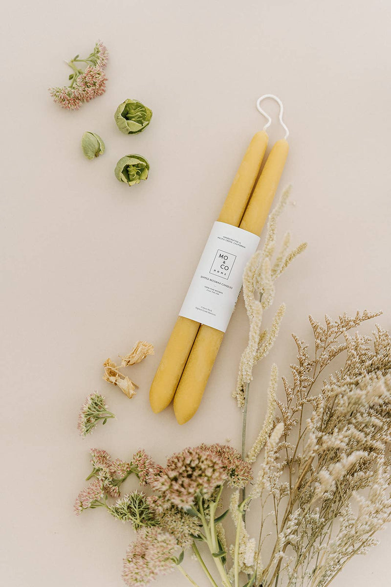 Beeswax Taper Candles — Natural Gold