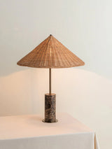 Cora Rattan and Marble Table Lamp