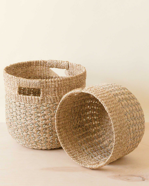 Handwoven Basket - Grey & Natural