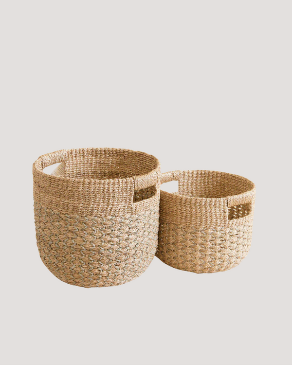 Handwoven Basket - Grey & Natural