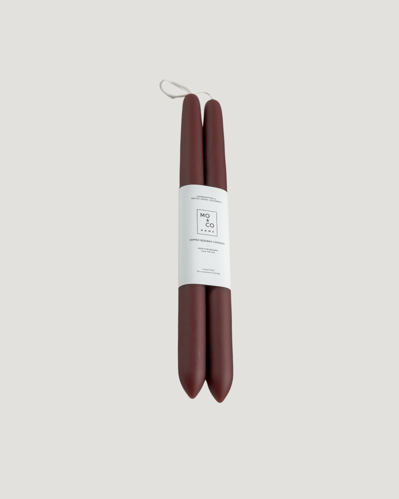 Beeswax Taper Candles — Burgundy