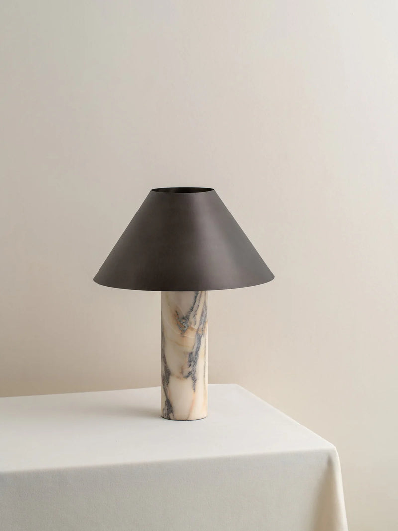 Sofia Calacatta Viola Marble Table Lamp with Bronze Shade