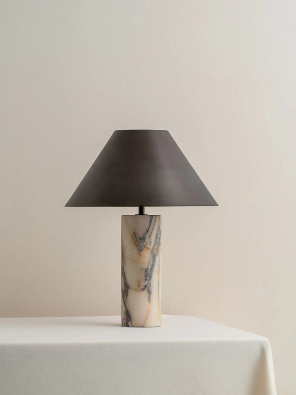 Sofia Calacatta Viola Marble Table Lamp with Bronze Shade