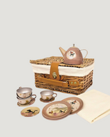 Toy Tea Set with Wicker Basket