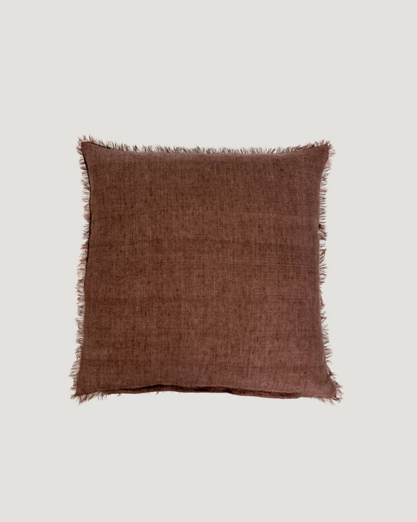 Mocha Stonewashed Linen Pillow — 24" Square