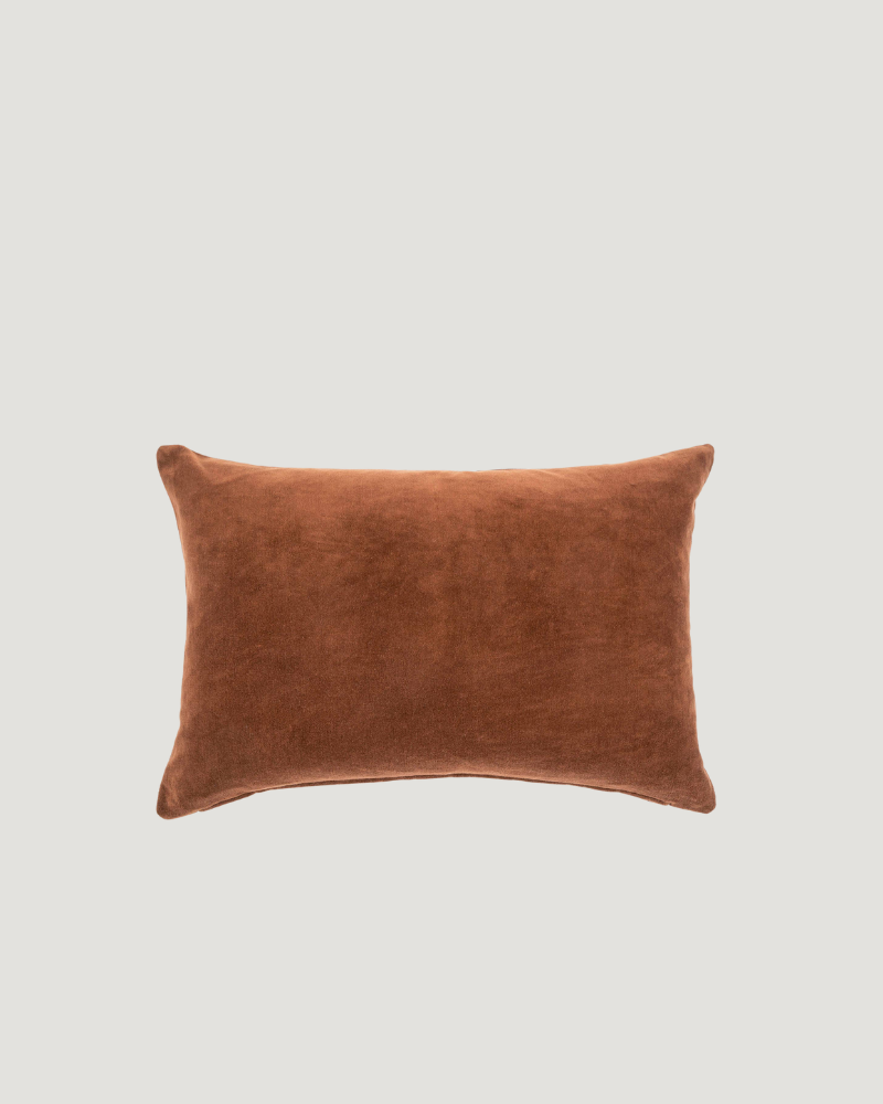 Umber Stonewashed Velvet Pillow — 16" x 24" Lumbar