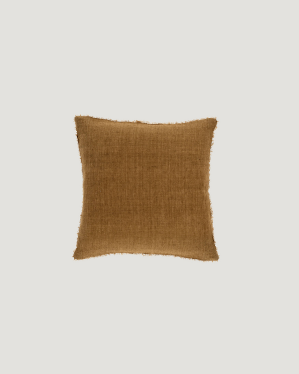 Tawny Stonewashed Linen Pillow — 20" Square