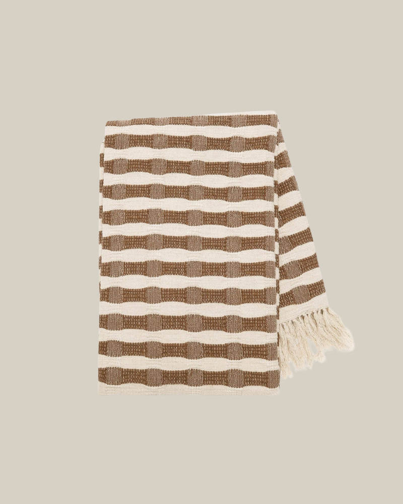 Ramona Brown Stripe Cotton Throw Blanket