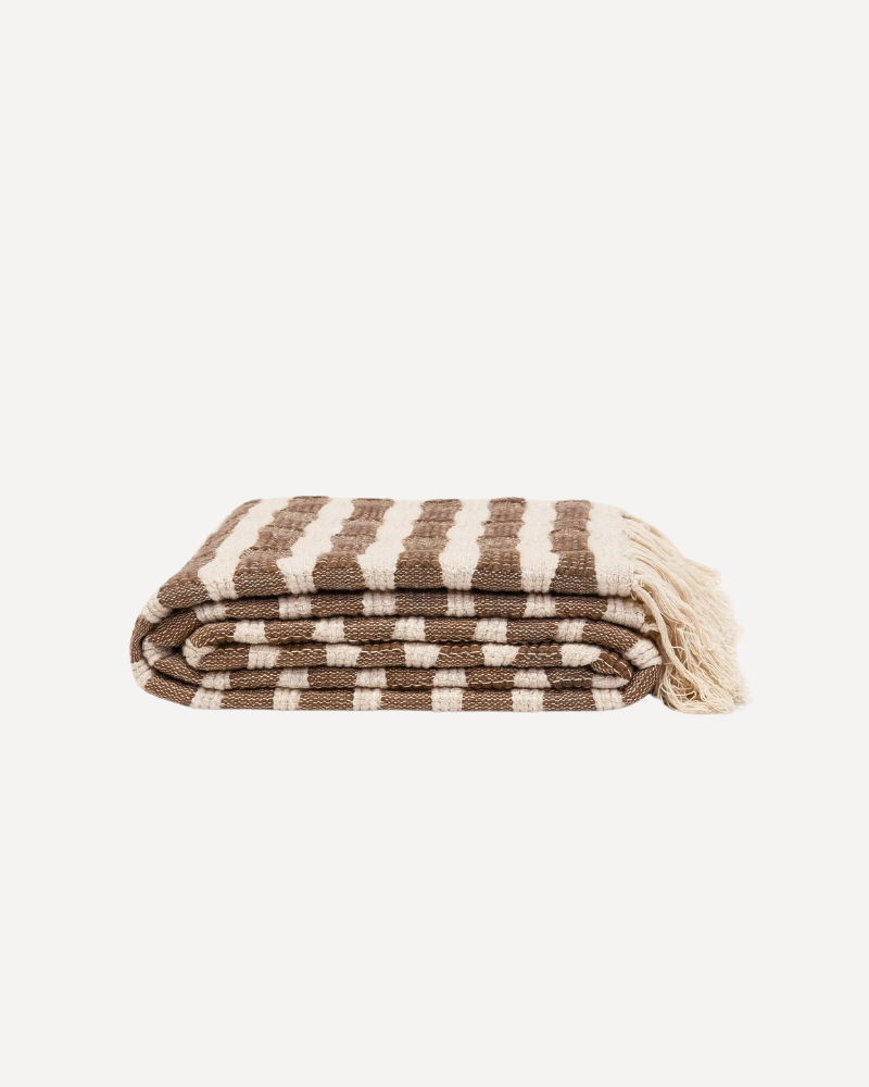 Ramona Brown Stripe Cotton Throw Blanket
