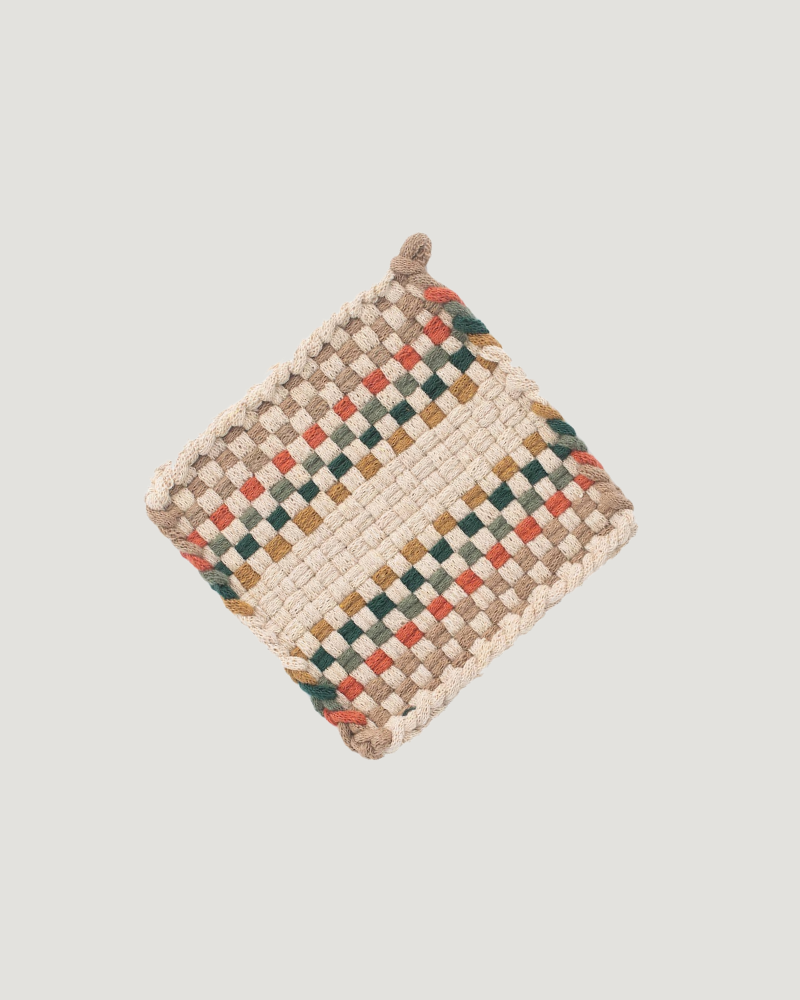 Handwoven Pot Holder — Willow, Pine, & Ochre