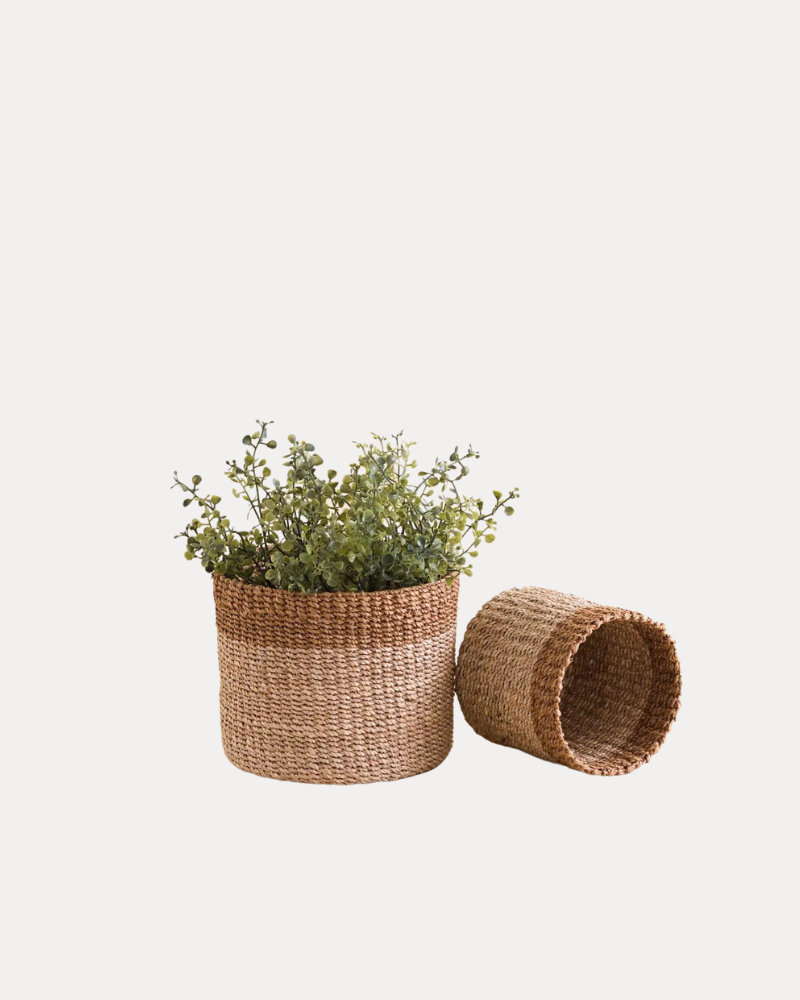 Handwoven Basket - Brown & Natural - Set of 2