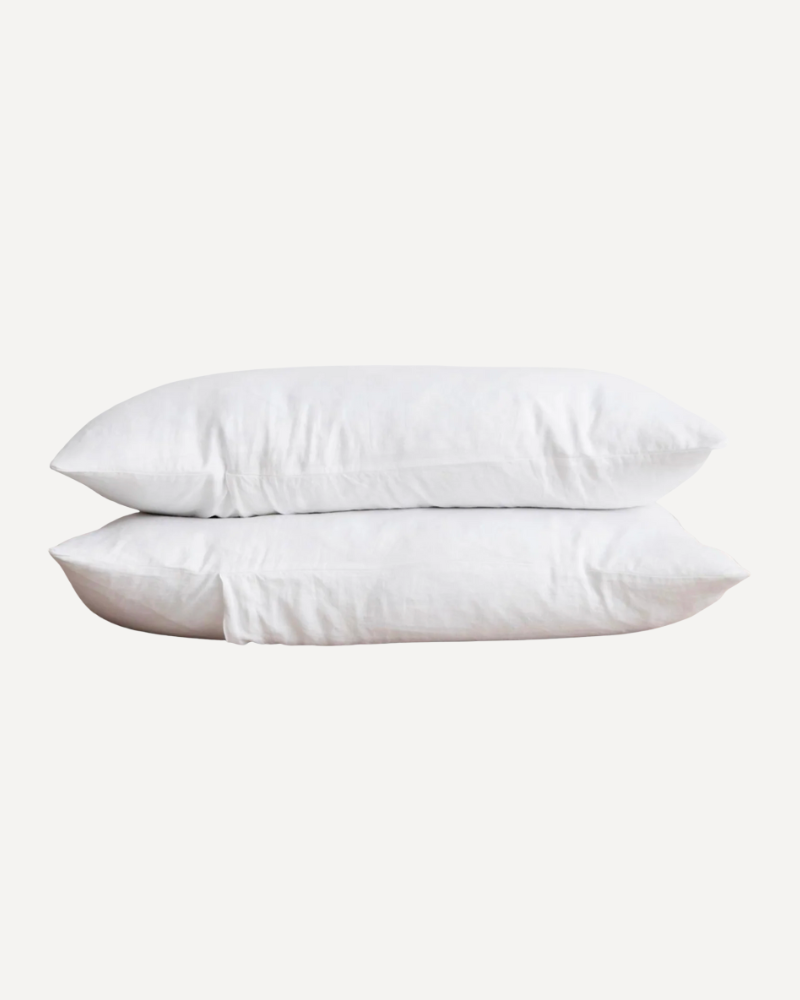 White Set of 2 Linen Pillowcases