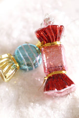 Christmas Candy Glass Holiday Ornament, Red