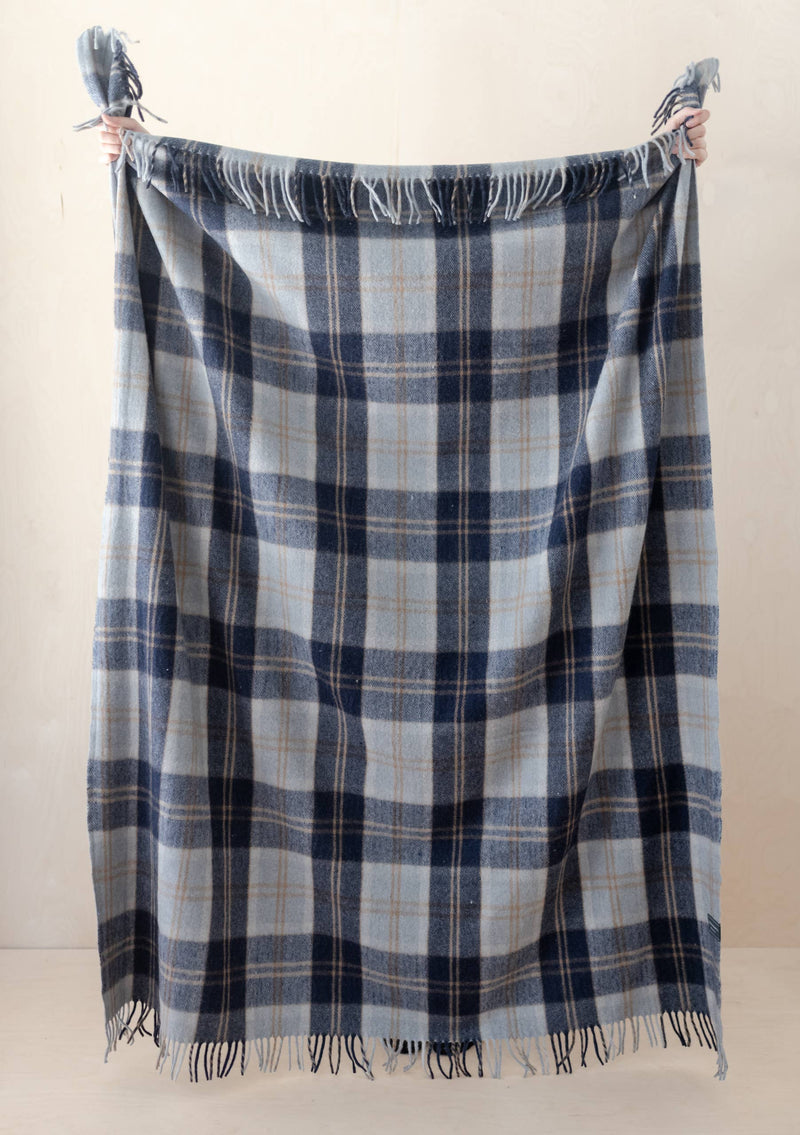 Recycled Wool Blanket in Bannockbane Silver Tartan