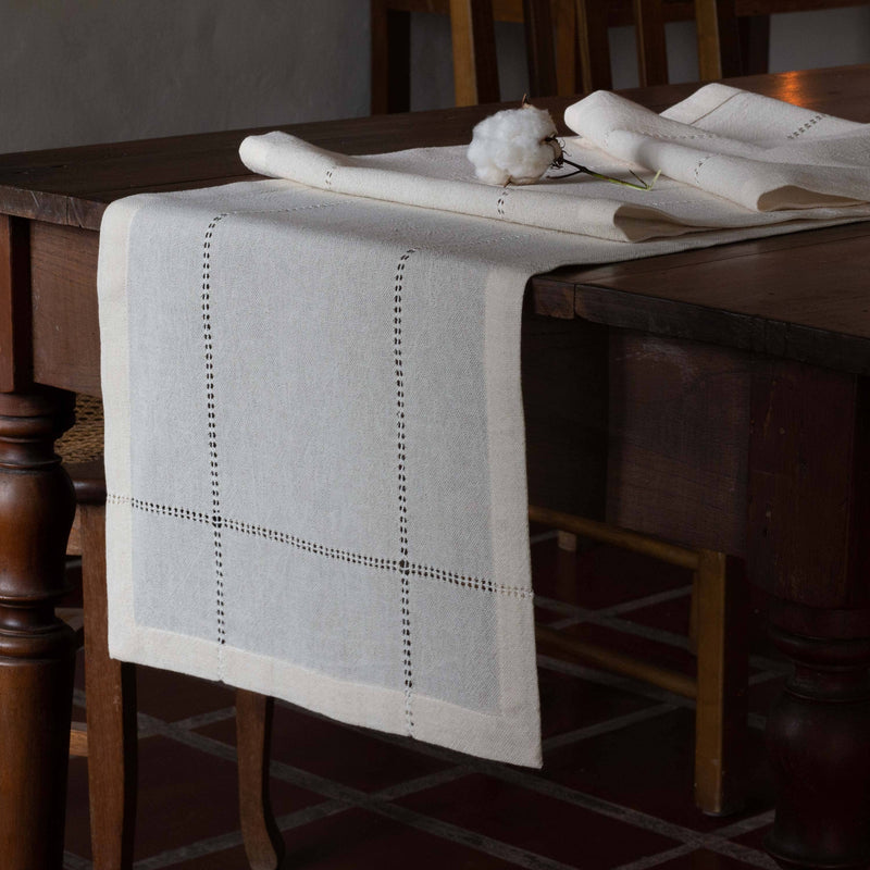 Lienzo Handcrafted Cotton 90" Table Runner — Ecru