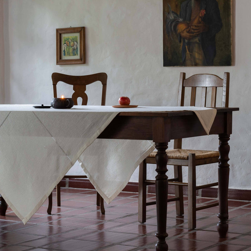 Lienzo Handcrafted Cotton Tablecloth — Ecru