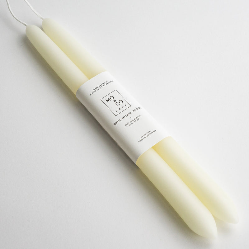 Beeswax Taper Candles — Natural White