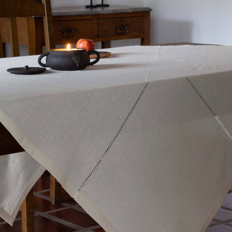 Lienzo Handcrafted Cotton Tablecloth — Ecru