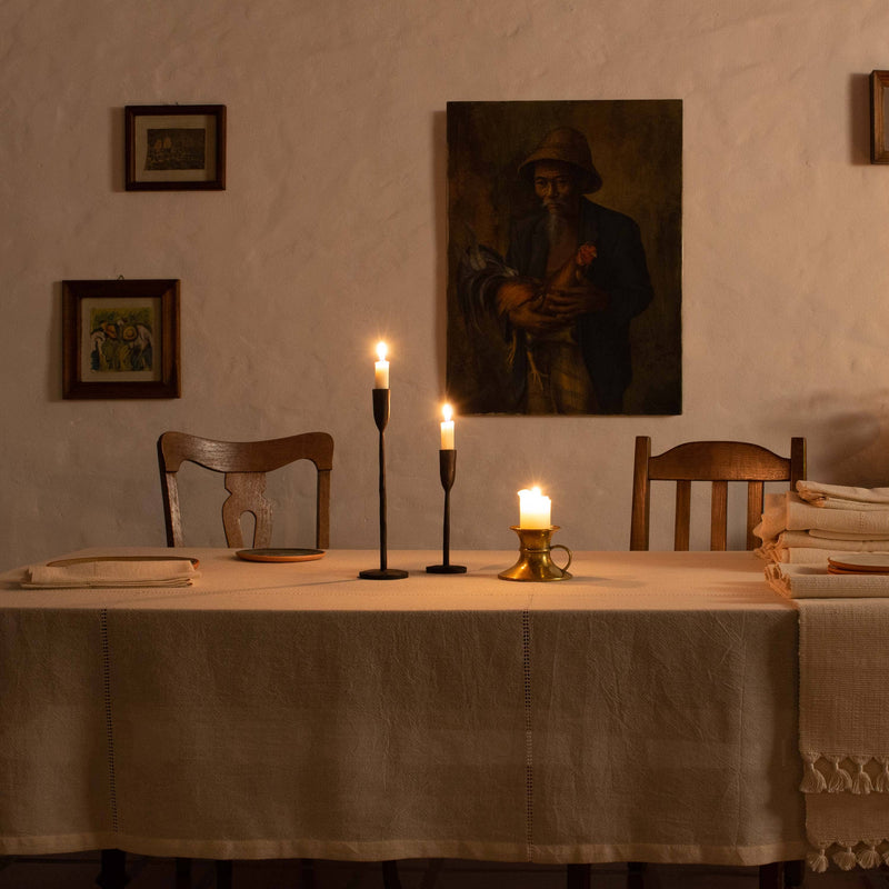 Lienzo Handcrafted Cotton Tablecloth — Ecru