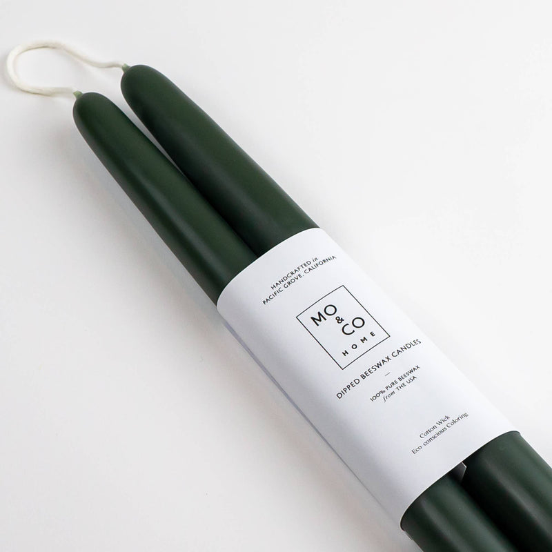 Beeswax Taper Candles — Forest Green