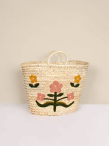 Hand Embroidered Market Basket, Posy