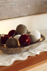 3" Velvet Holiday Baubles S/9, Burgundy/White/Dark Green