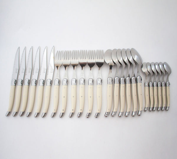 Laguiole Stainless Steel Ivory Flatware - 24 pieces