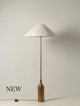 Elodie Aged Brass and Linen Scalloped Floor Lamp