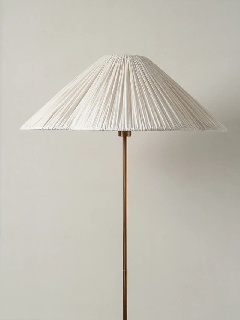 Elodie Aged Brass and Linen Scalloped Floor Lamp