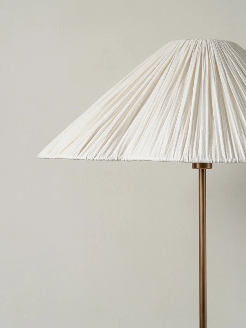 Elodie Aged Brass and Linen Scalloped Floor Lamp